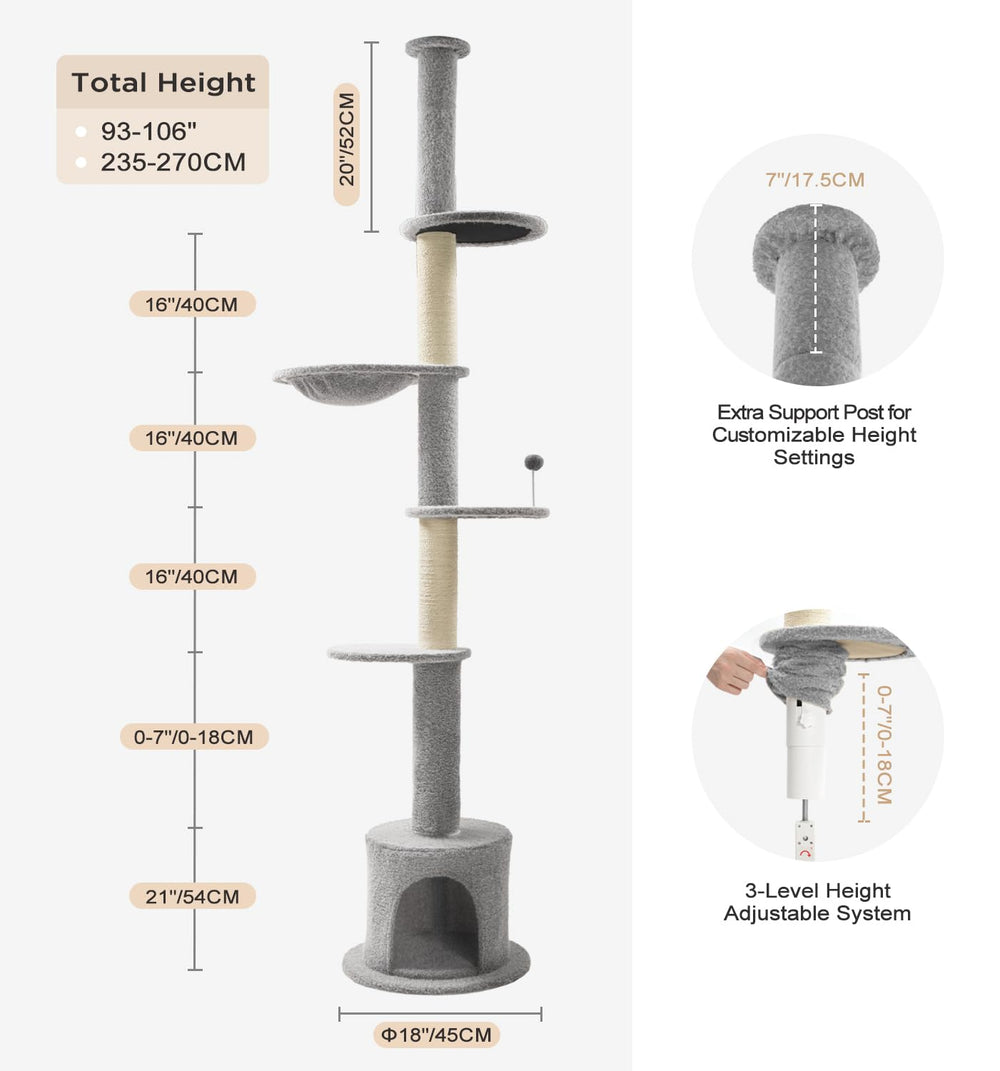 Made4Pets five-tier cat tower offers multiple levels for climbing, scratching, and resting