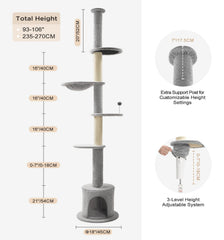 Made4Pets five-tier cat tower offers multiple levels for climbing, scratching, and resting