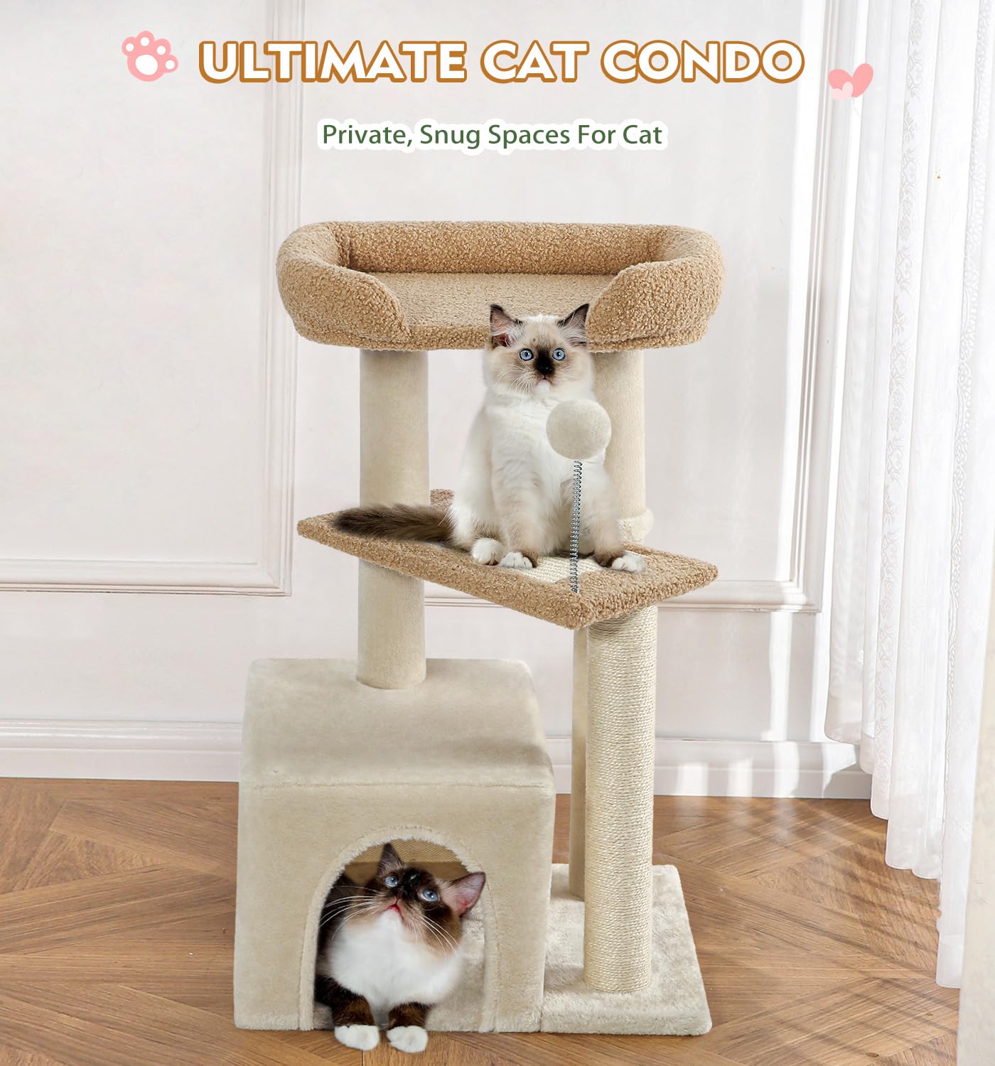 Made4Pets cat tree grey scratching board supports healthy claws.