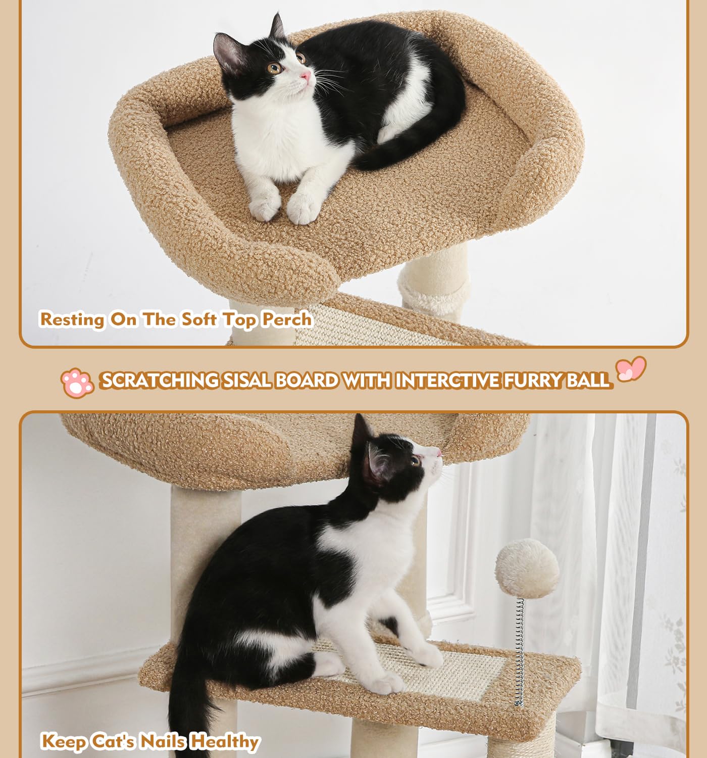 Made4Pets cat tree grey sisal post invites scratching and furniture protection.
