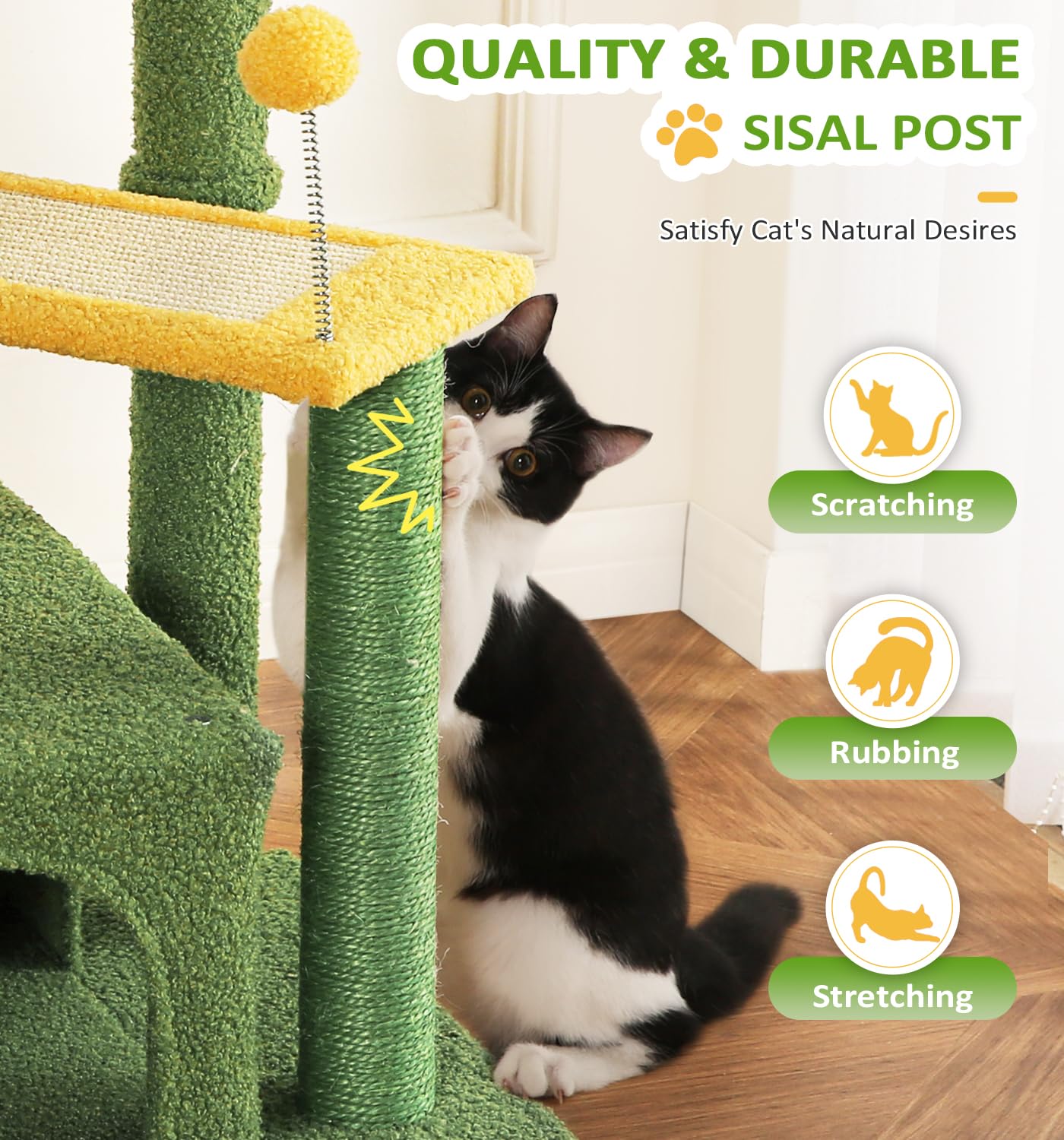 Made4Pets cat tree by window-view enables watching outdoors from a sunny spot.