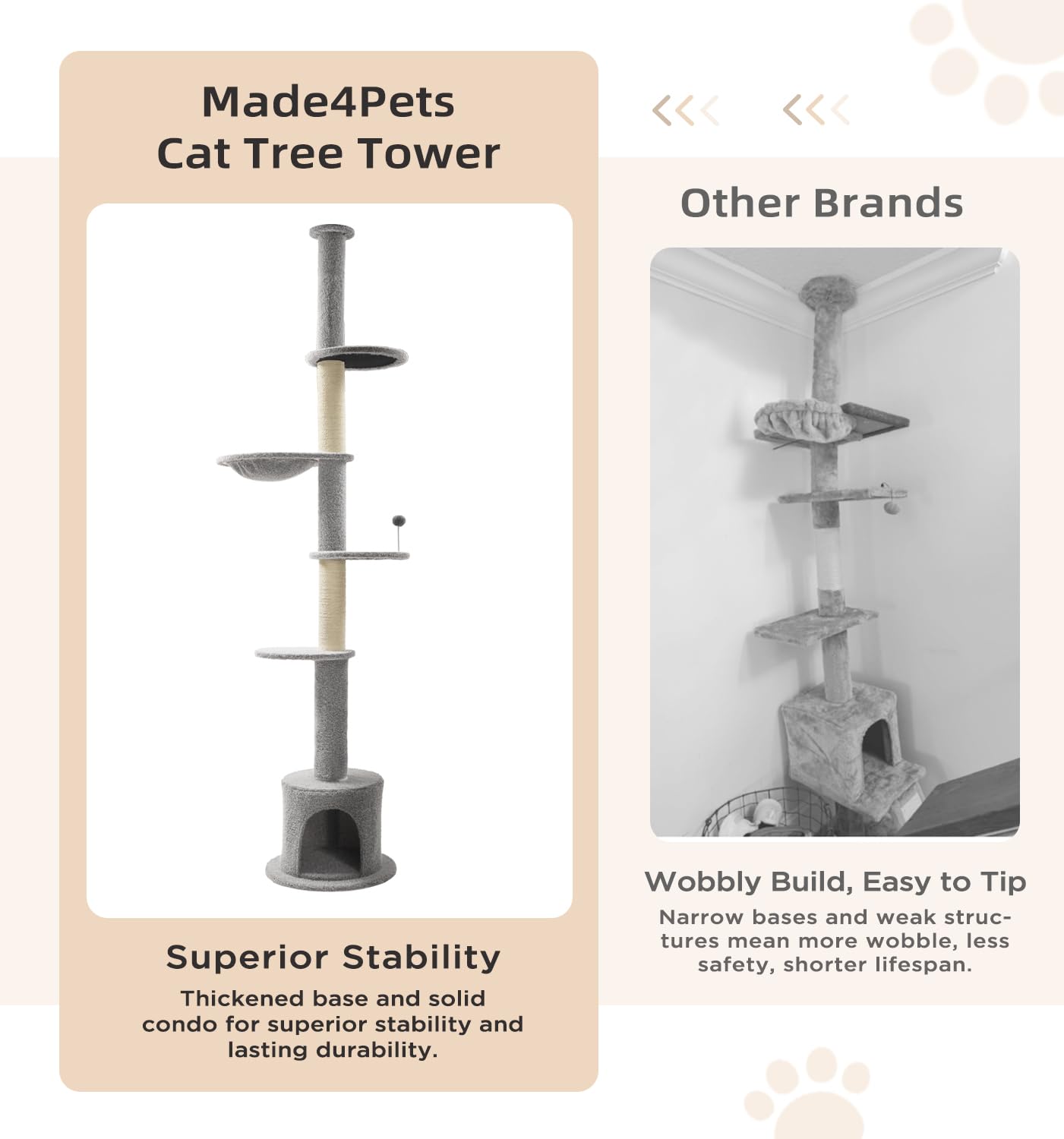 Made4Pets color options in beige gray and brown let the cat tree blend in