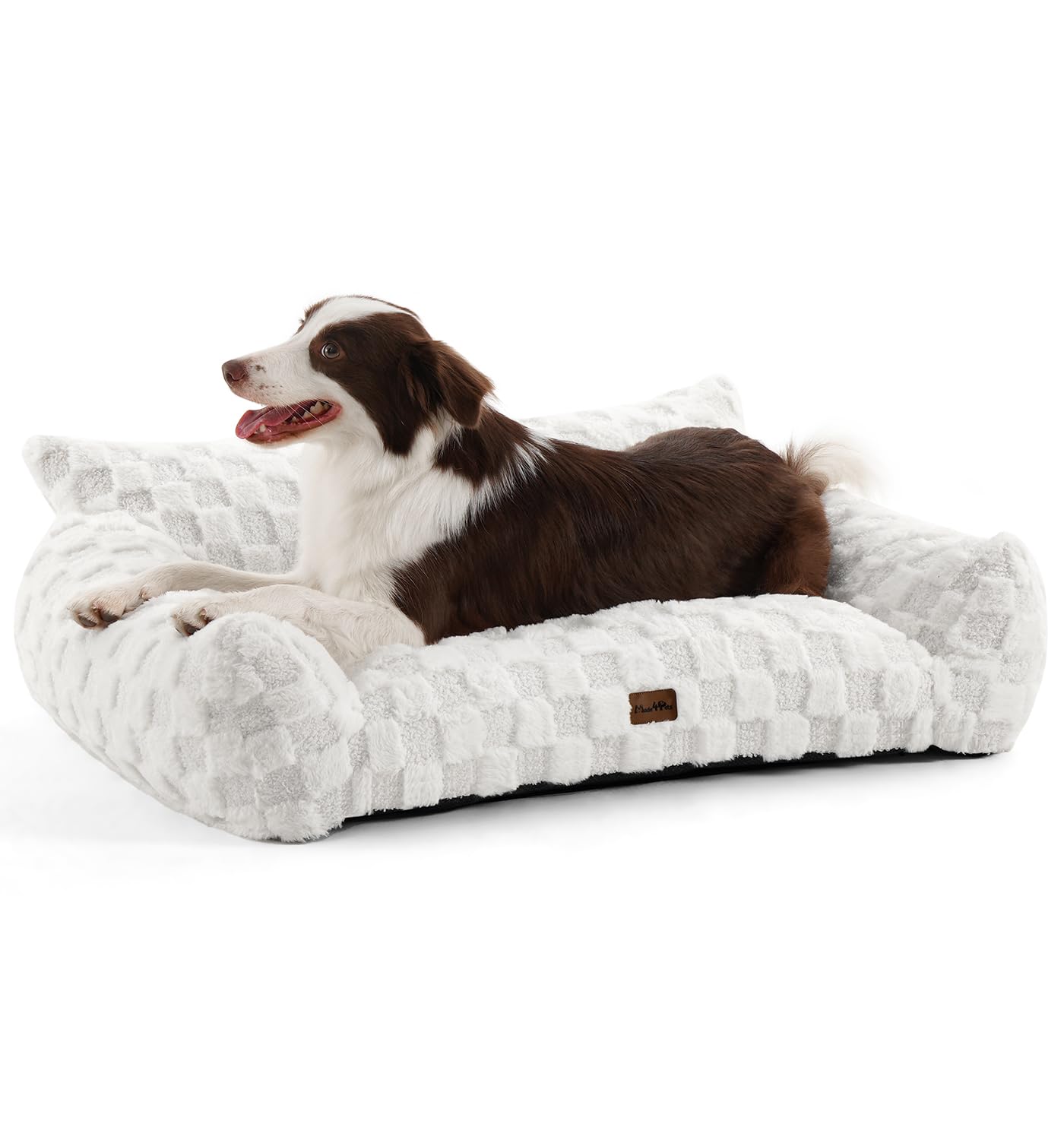 MADE 4 PETS dog couch bed with soft faux fur; plush comfort for cozy naps.
