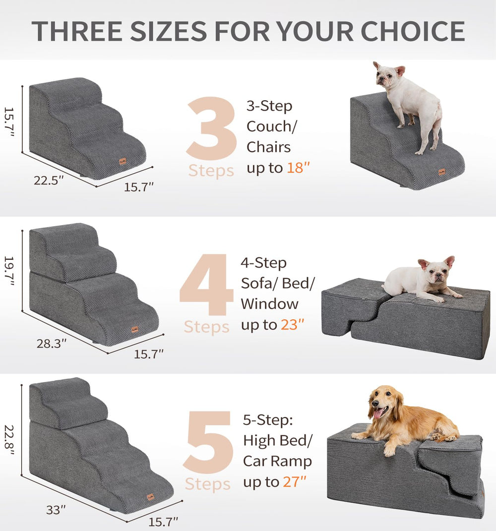 MADE 4 PETS dog stairs bed-height view highlights easy couch-to-bed access