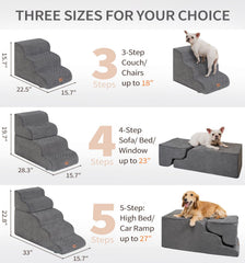 MADE 4 PETS dog stairs bed-height view highlights easy couch-to-bed access