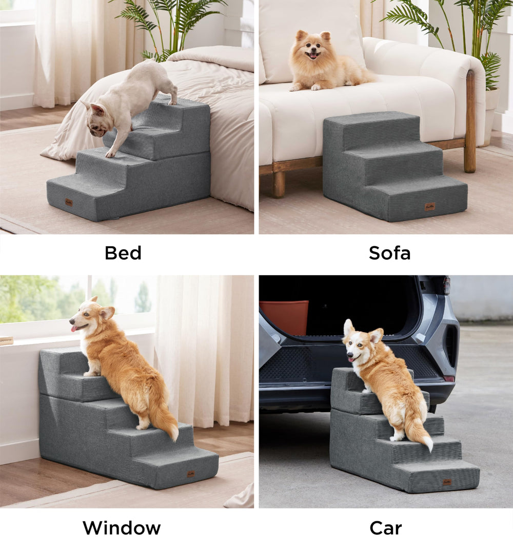 Made4Pets dog stairs foam-core close-up highlights supportive 35D foam under paws.