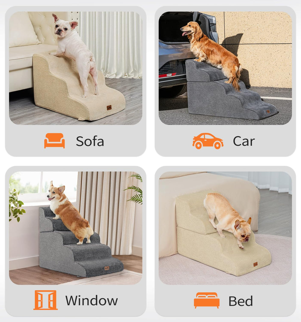 MADE 4 PETS dog stairs non-slip bottom prevents wobble on slippery floors