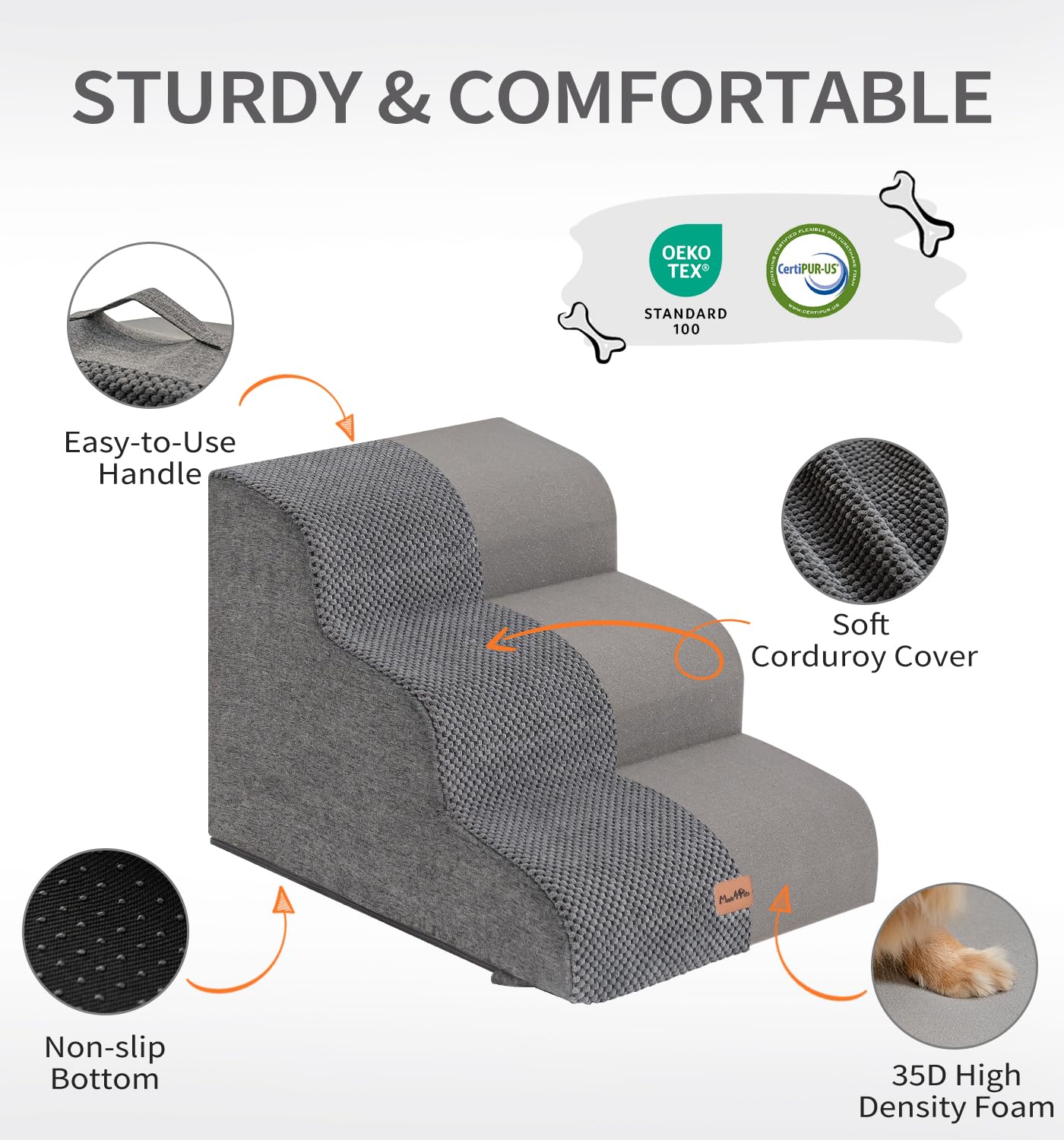 MADE 4 PETS dog stairs removable cover is machine washable