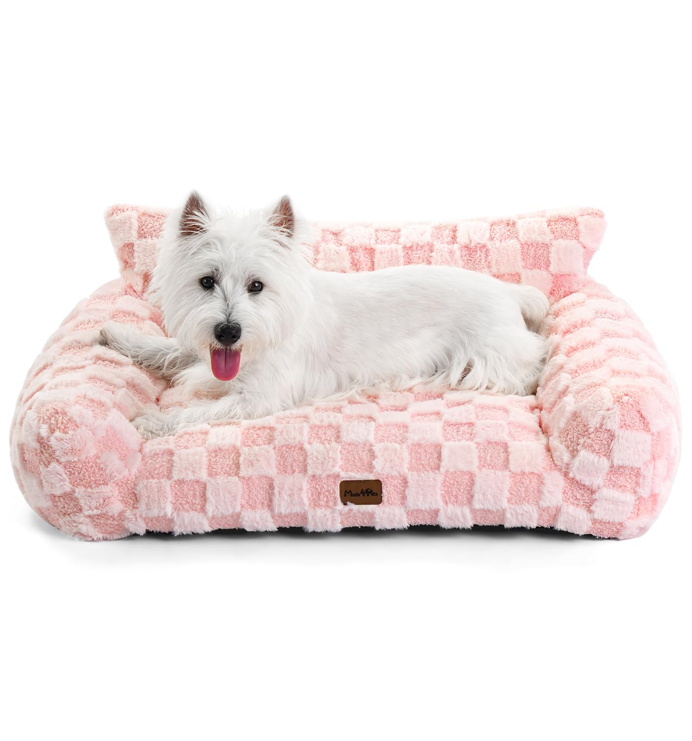 MADE 4 PETS indoor couch bed pink medium front view for cozy lounging