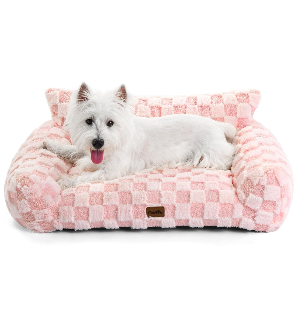 MADE 4 PETS indoor couch bed pink medium front view for cozy lounging