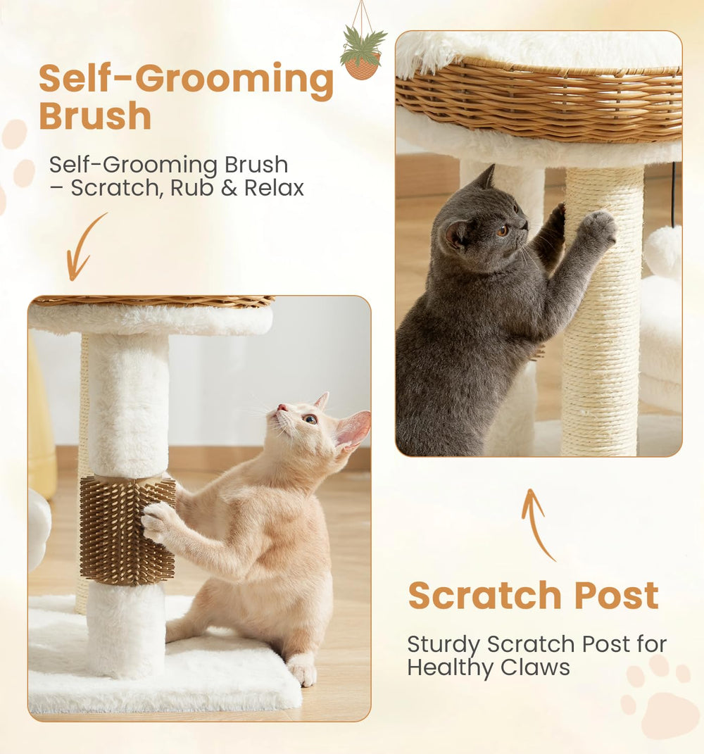 Made4Pets PE rattan cat tree kitten nap area complements daytime lounging.