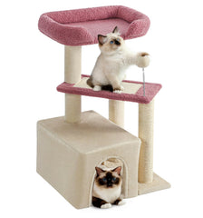 Made4Pets Pink Cat Tree condo offers a private retreat for indoor cats.