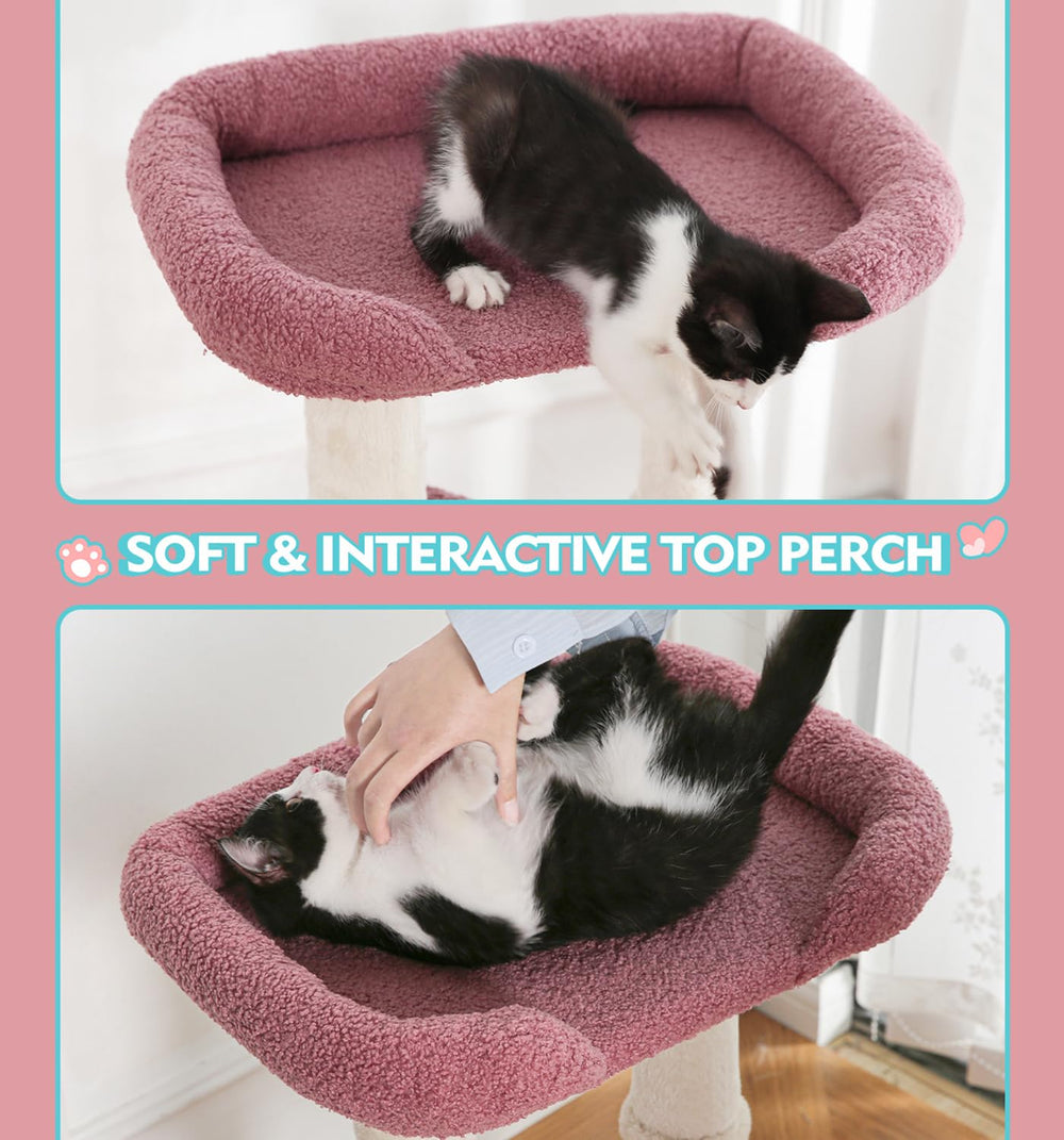 Made4Pets Pink Cat Tree sisal post satisfies scratching instincts while protecting furniture.