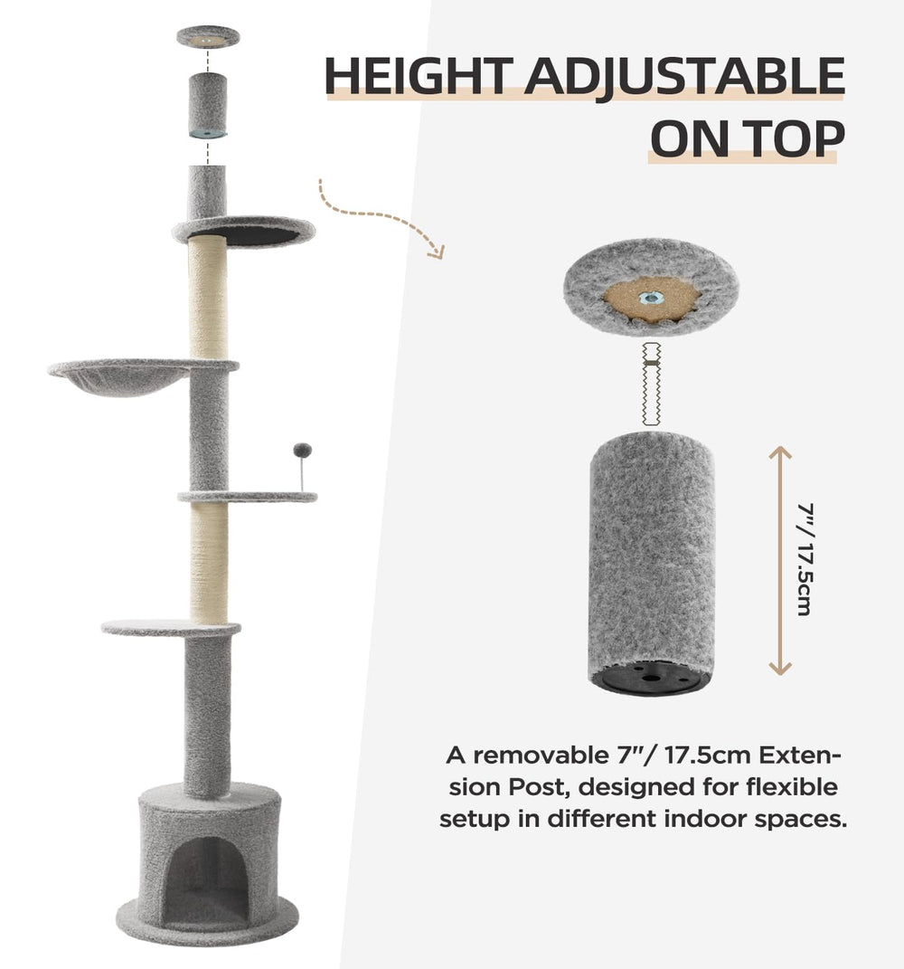 Made4Pets removable top post demonstrates flexible ceiling compatibility for varying room heights