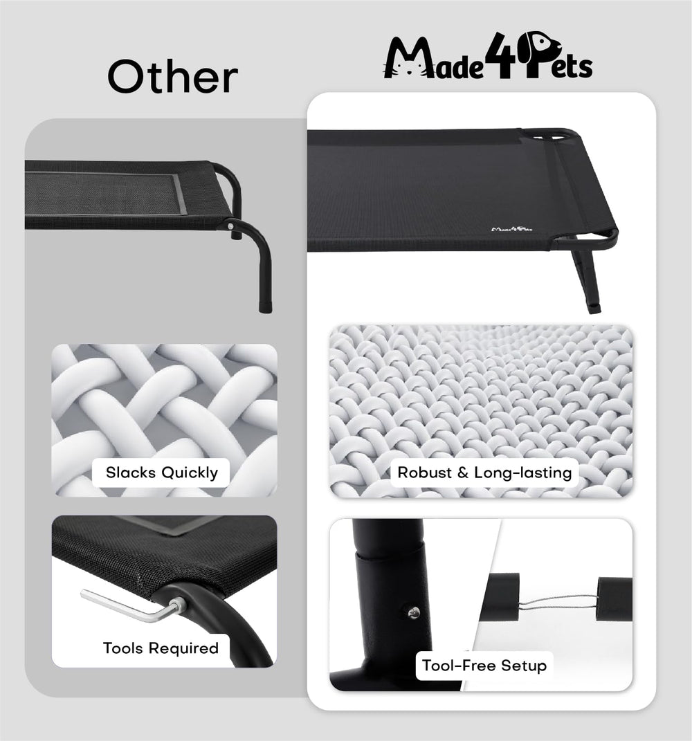 MADE 4 PETS rust-resistant-steel-frame and snap-button-legs ensure stable, wobble-free lounging