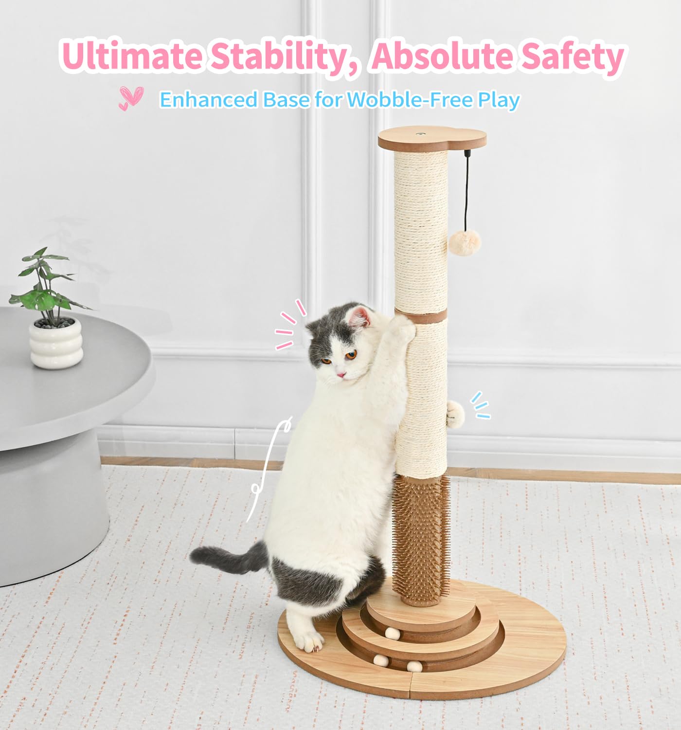 MADE 4 PETS stable base with non-slip pads keeps cat safe.