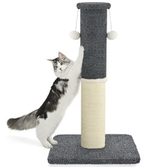 MADE 4 PETS tall-cat-scratching-post-33in-dark-grey-base shows a sturdy platform for energetic cats.