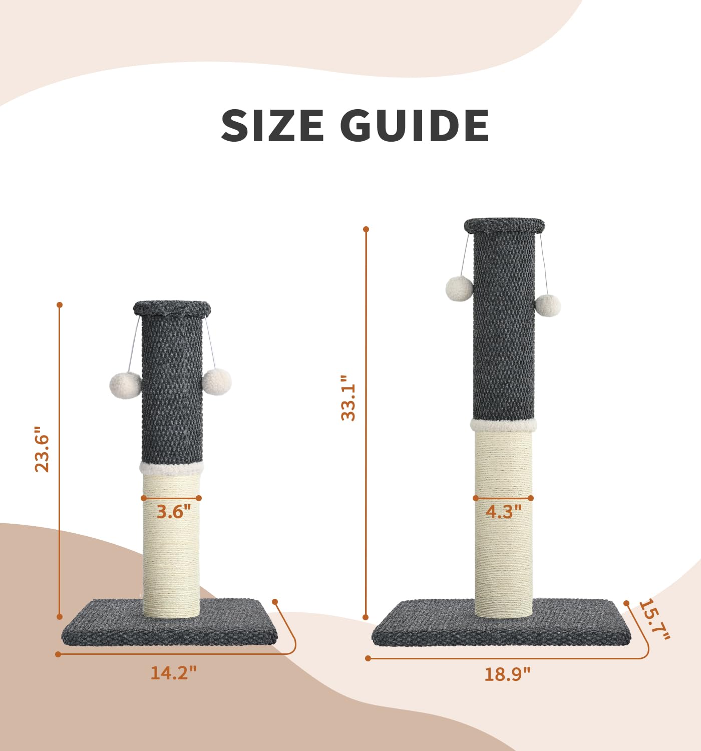 MADE 4 PETS tall cat scratching post indoor-use design fits apartments.