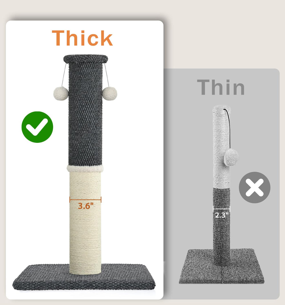 MADE 4 PETS tall cat scratching post sisal wrap offers natural texture for claw maintenance.