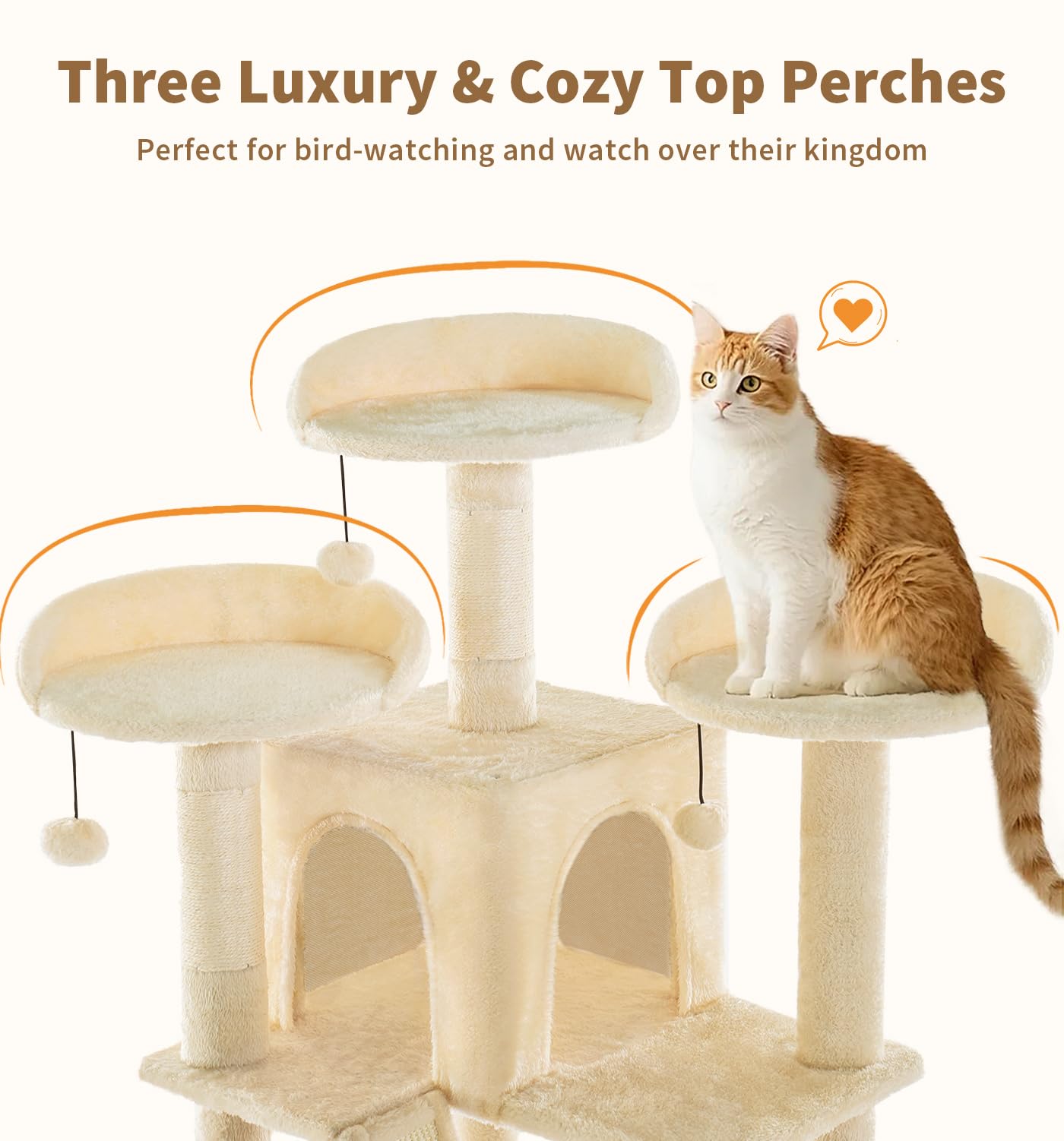 MADE 4 PETS tall cat tree bottom perch offers ground-level rest after play