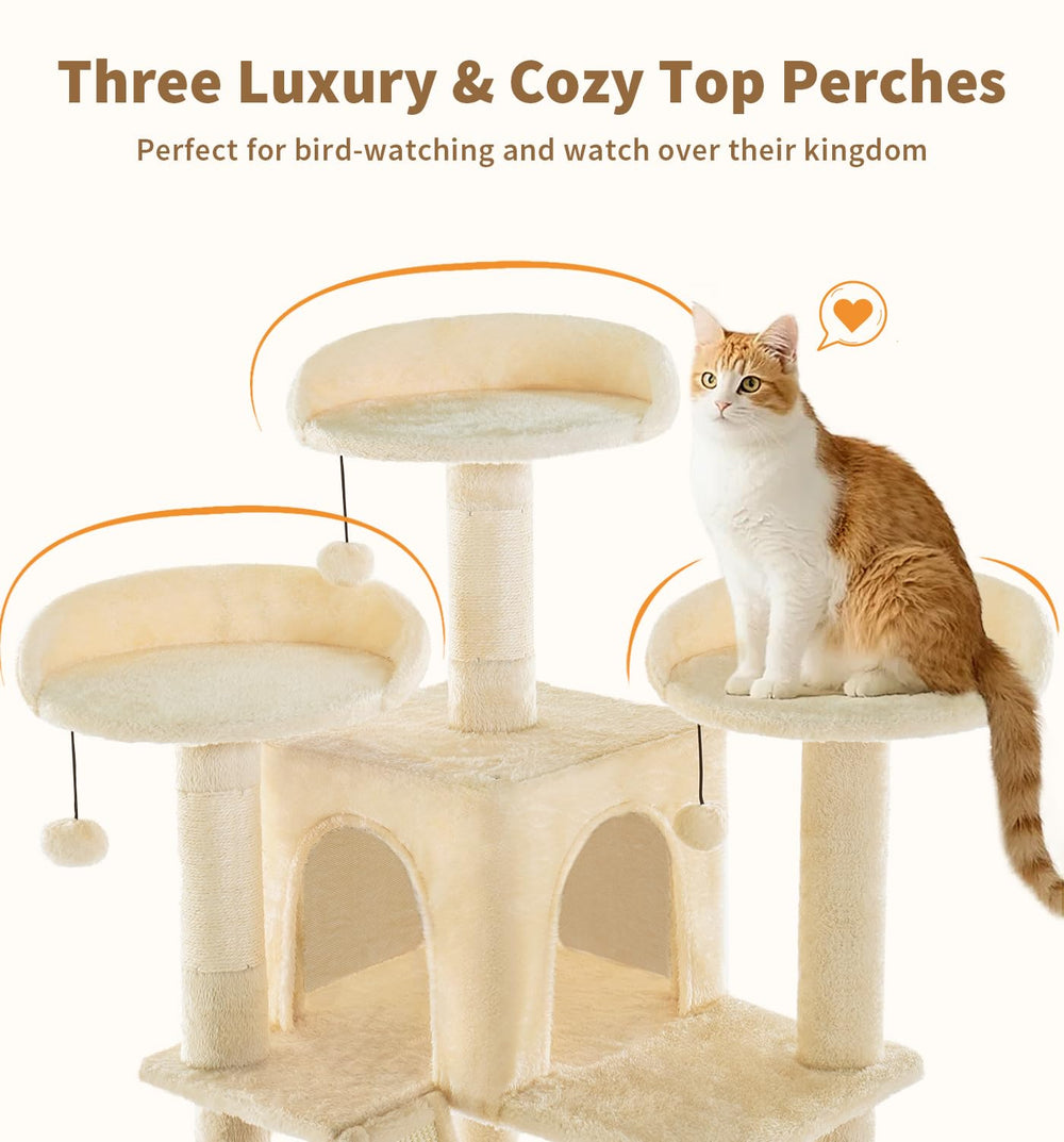 MADE 4 PETS tall cat tree bottom perch offers ground-level rest after play