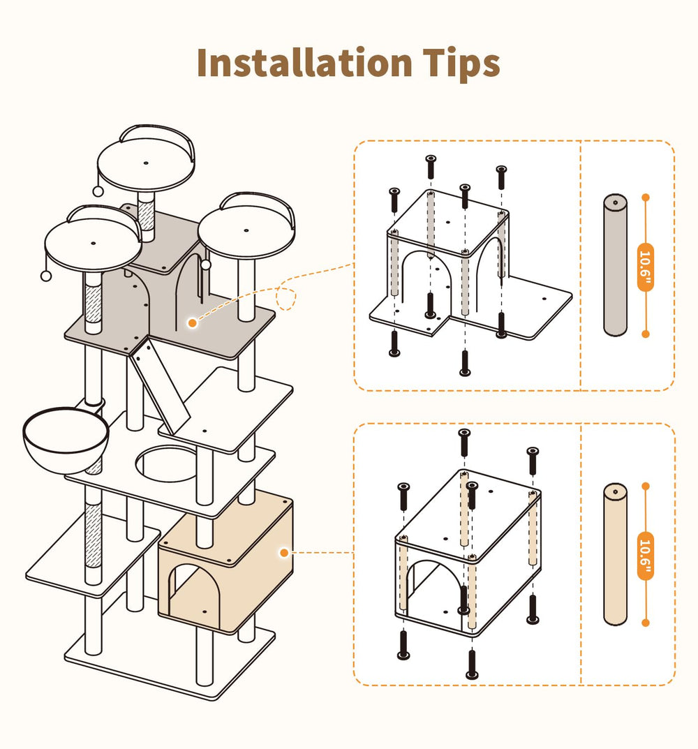 MADE 4 PETS kitten-friendly exploration on a tall beige cat tree
