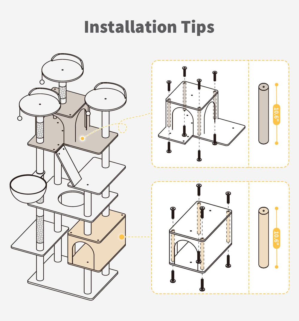 Made4Pets tall cat tree easy-assembly simplifies setup at home.