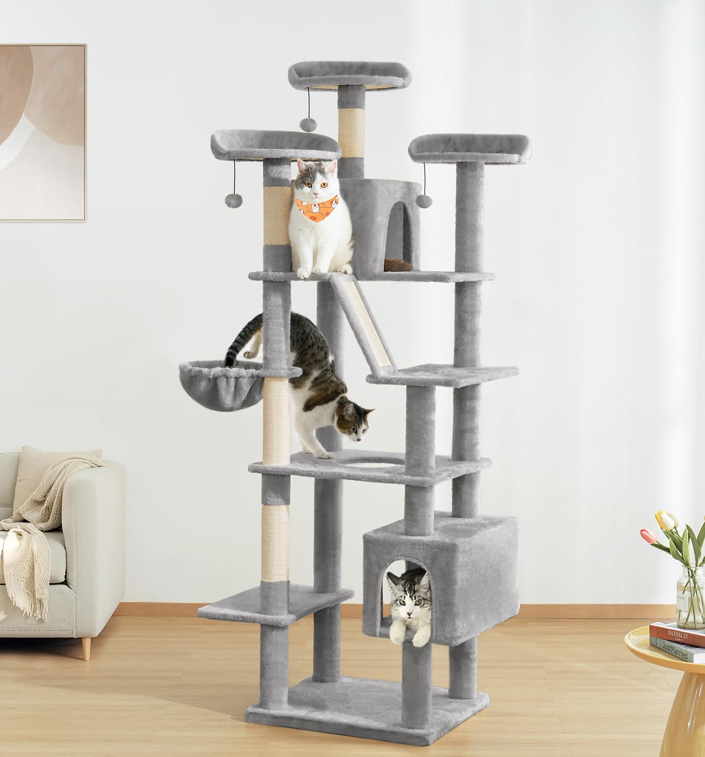 Made4Pets tall cat tree modern-design complements décor while offering functional spaces.
