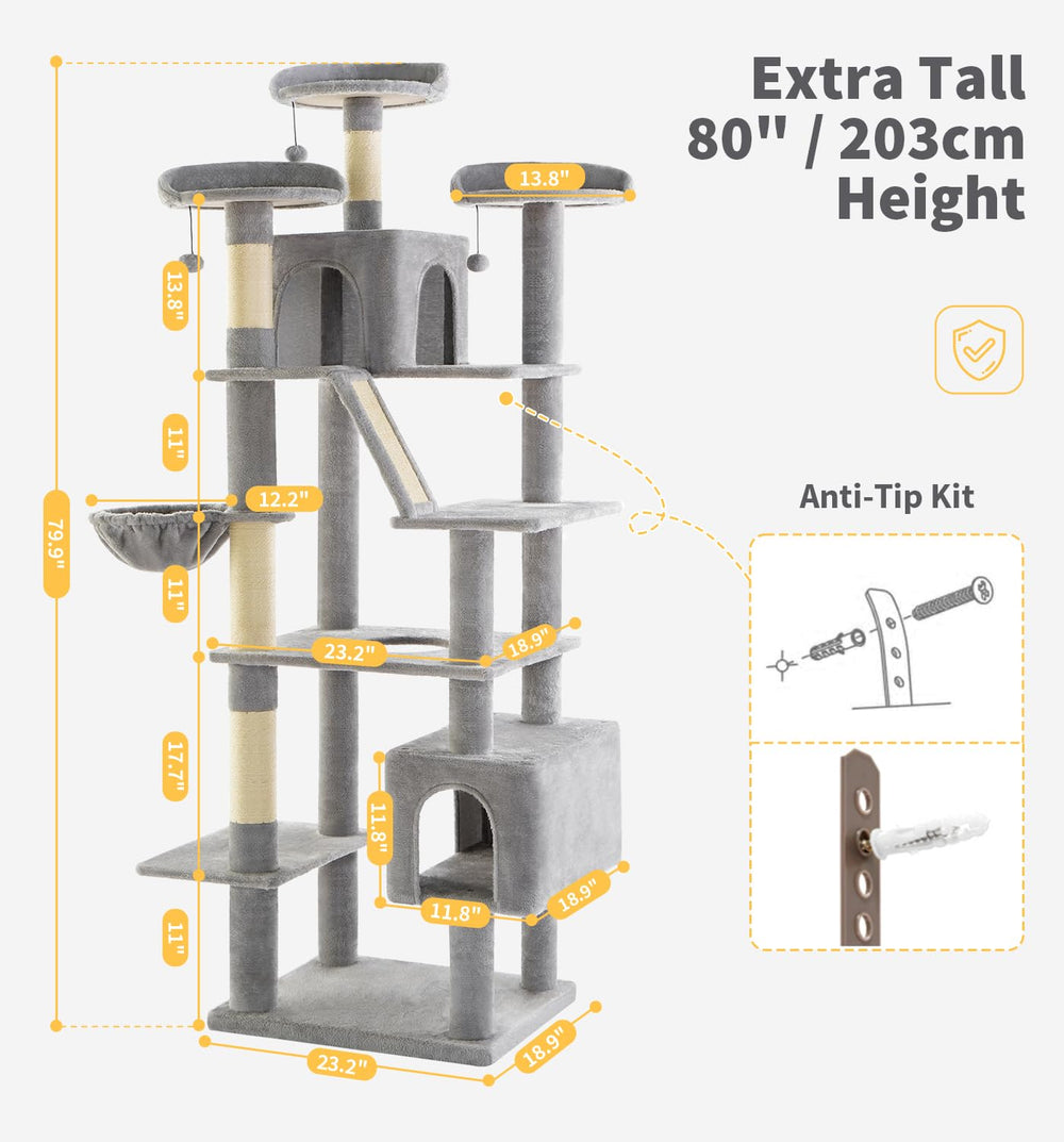 Made4Pets tall cat tree multiple platforms invite climbing fun and active play sessions.