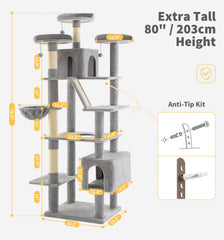 Made4Pets tall cat tree multiple platforms invite climbing fun and active play sessions.