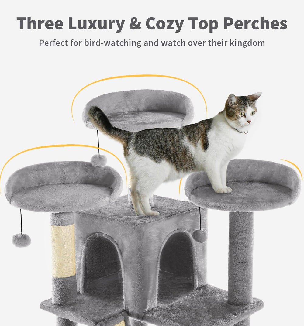 Made4Pets tall cat tree private condos provide cozy hideaways for restful nap times.