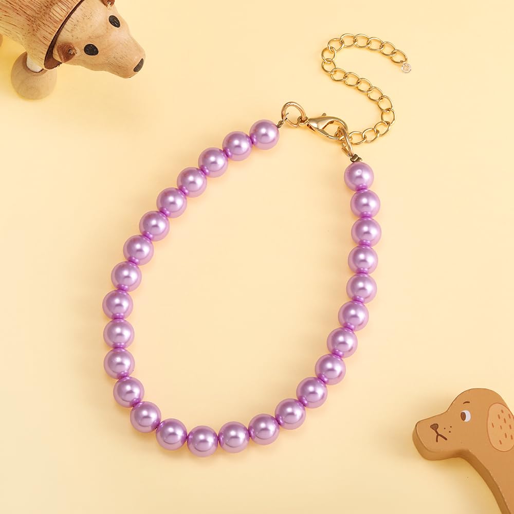 Madison Tyler Dog Pearl Necklace model wearing emphasizes fashion-forward pet accessory.