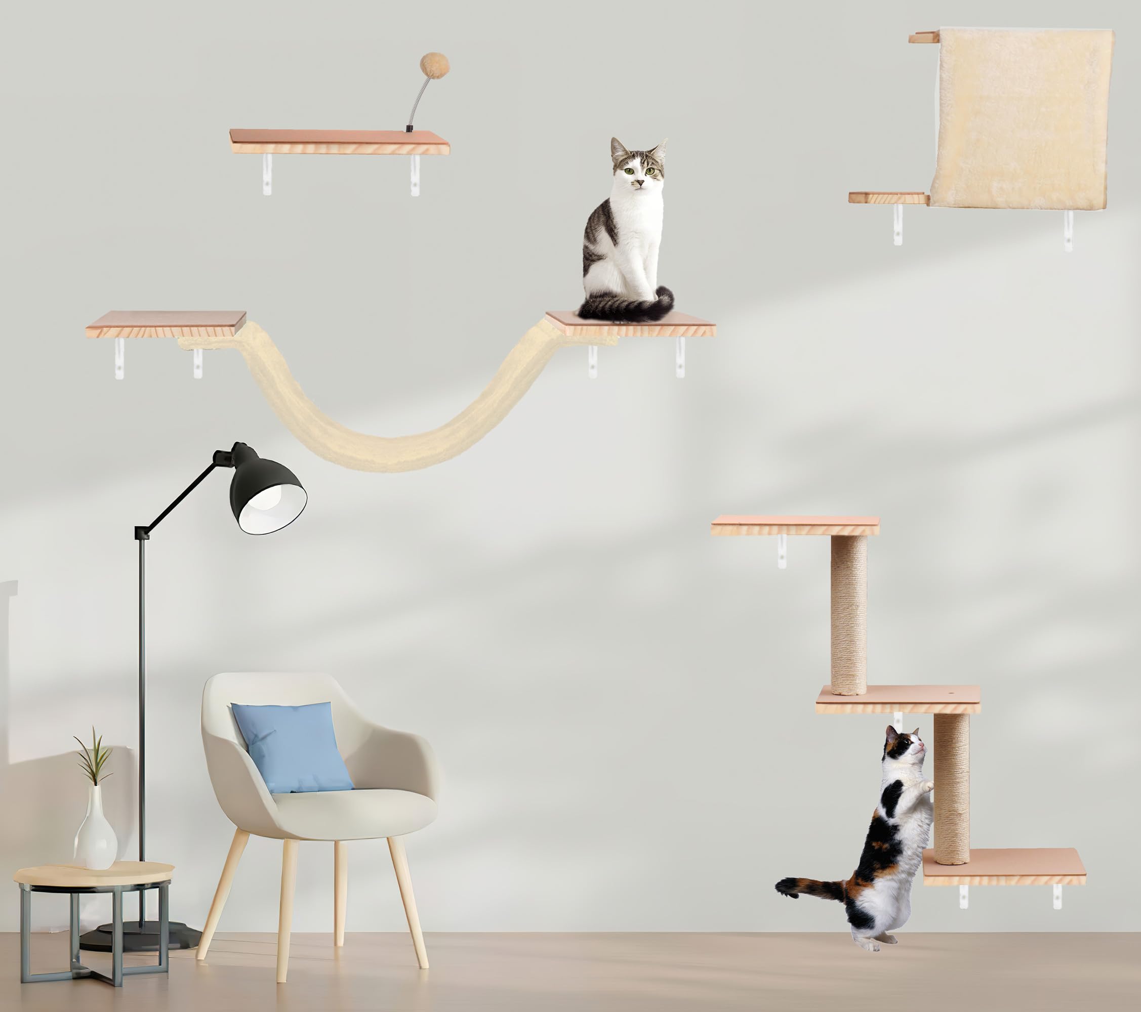 MADNIU cat wall shelves felt pads protect floors during play
