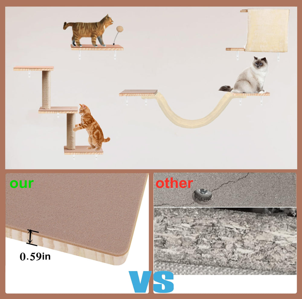 MADNIU cat wall shelves steps provide gentle ascent for exploration