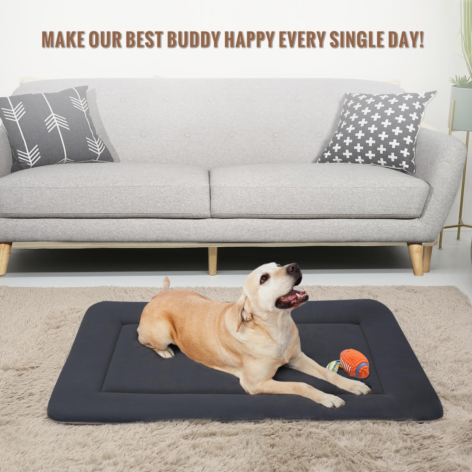 Magic Dog Large Dog Bed dark-gray color blends with home decor
