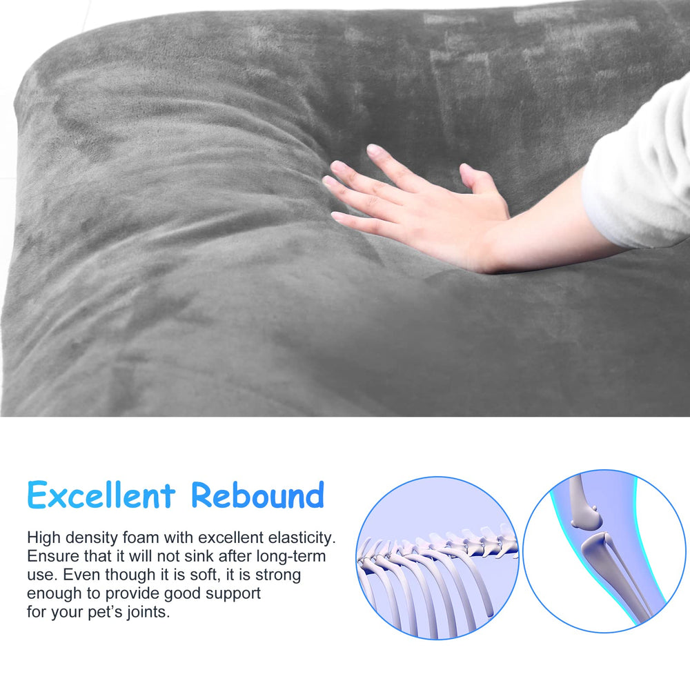 Magic Dog XL dog bed side view highlights extra room for stretching.