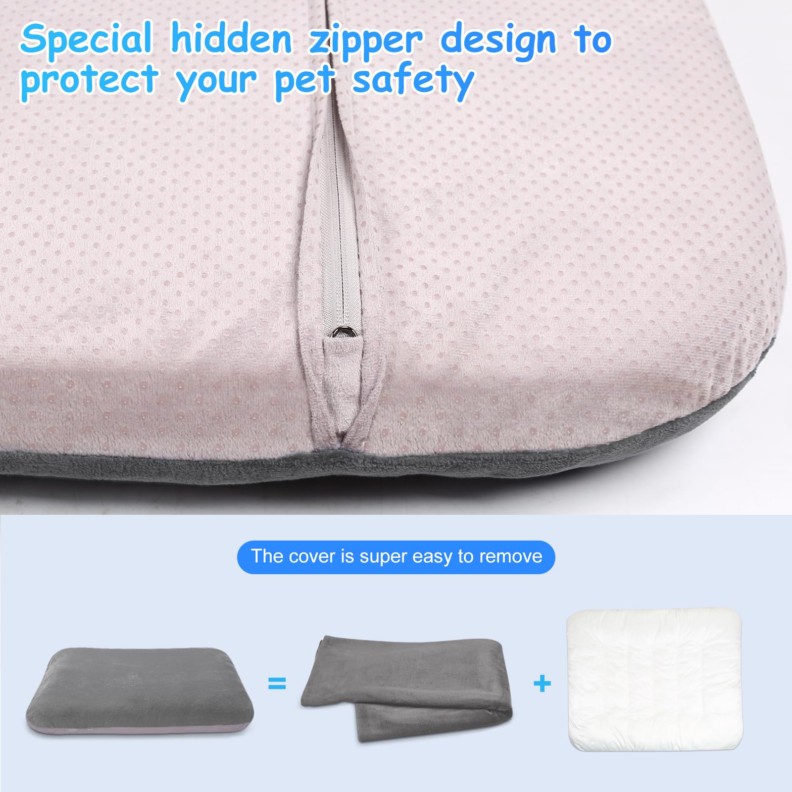Magic Dog XL dog bed washable cover close-up shows zipper and care.