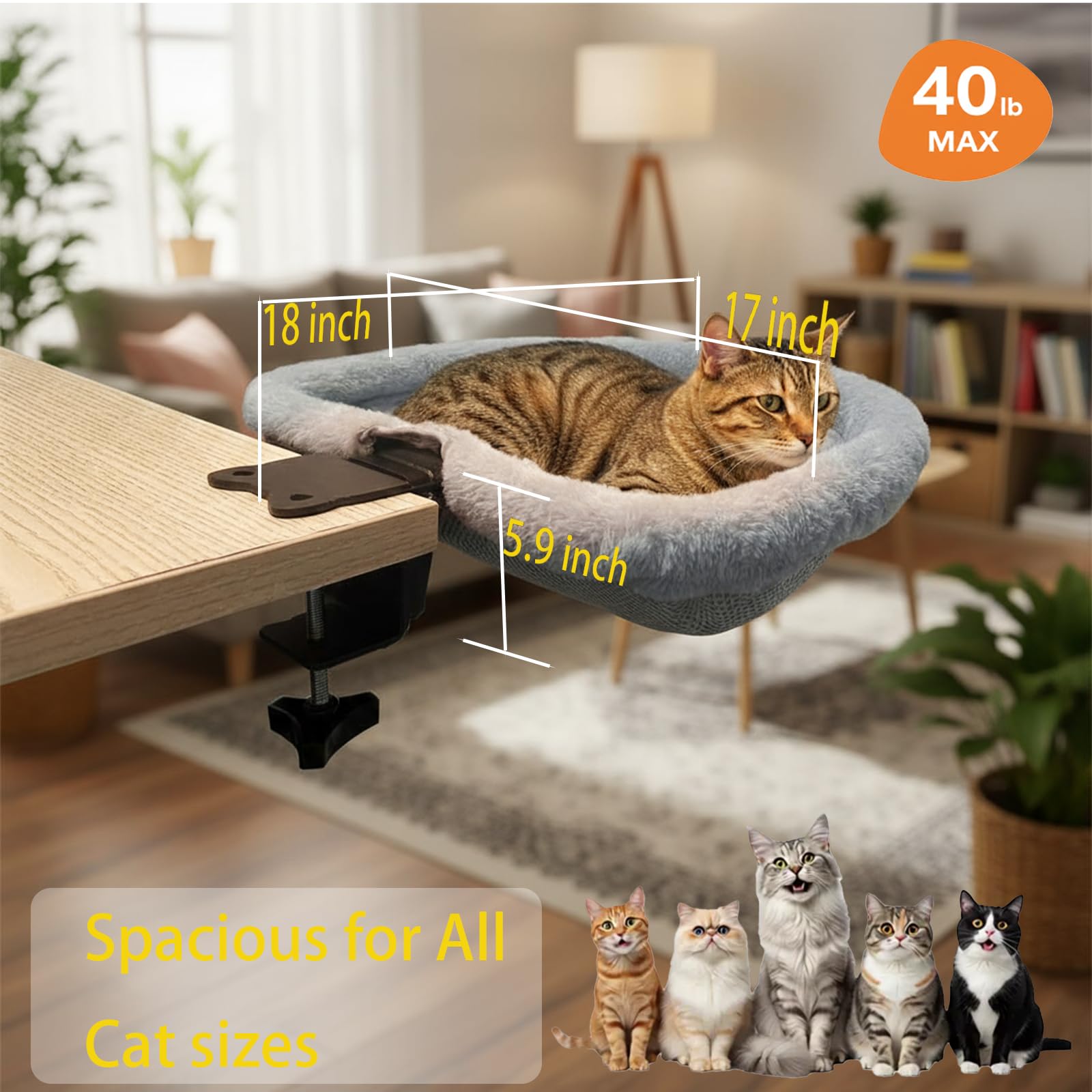Magic Palm cat desk bed space-saving perch attached to desk edge