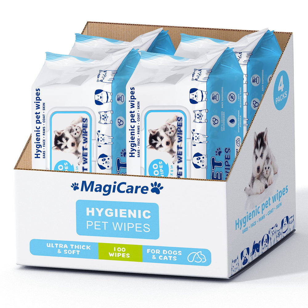 MAGICARE Pet Wipes 400-piece pack for quick on-the-go cleaning.