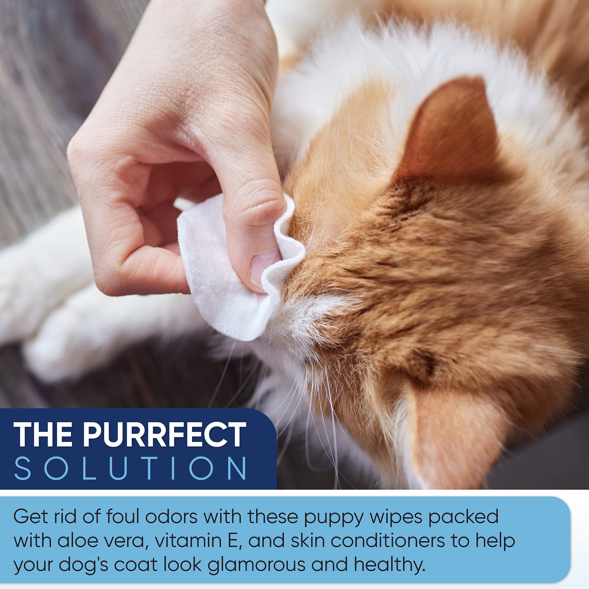 MAGICARE Pet Wipes hypoallergenic alcohol-free with aloe vera and vitamin E.