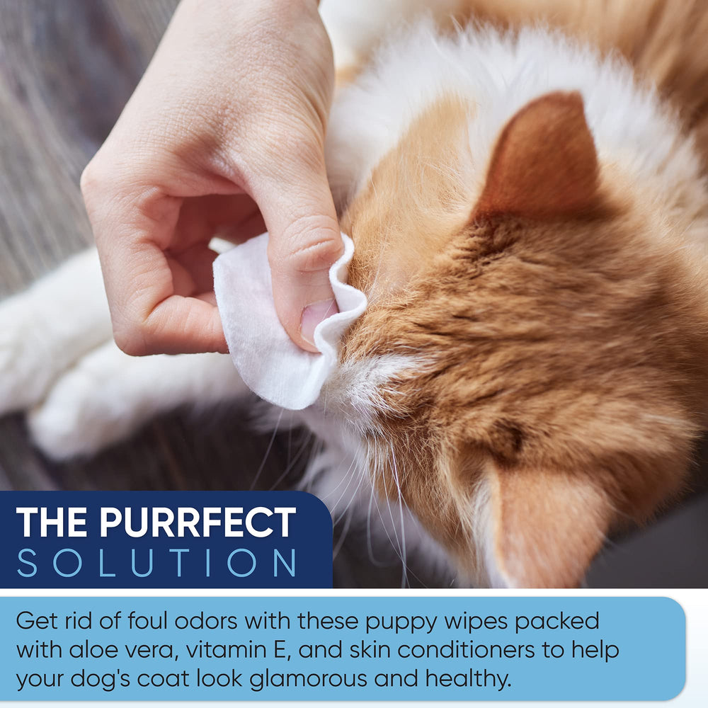 MAGICARE Pet Wipes hypoallergenic alcohol-free with aloe vera and vitamin E.