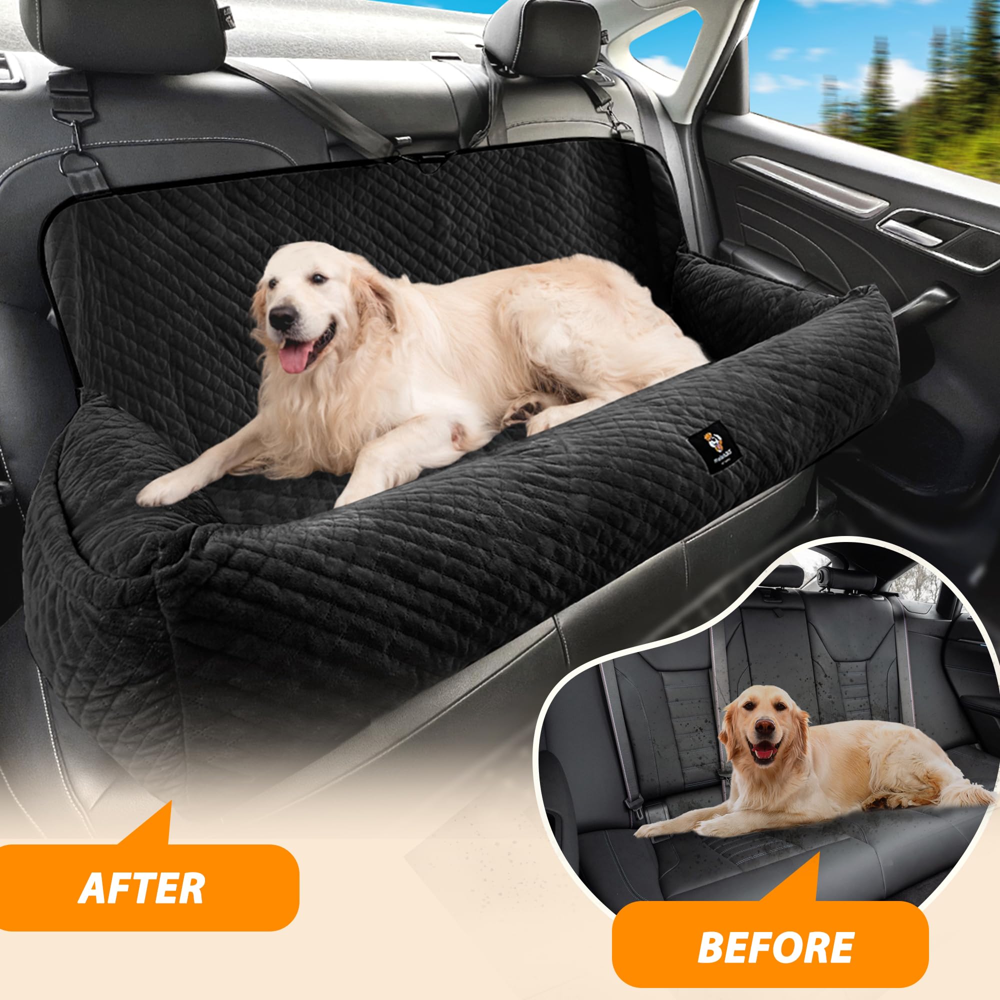 MagicFox dog car seat all-cars-back-seat shows back-seat fit in various vehicles.