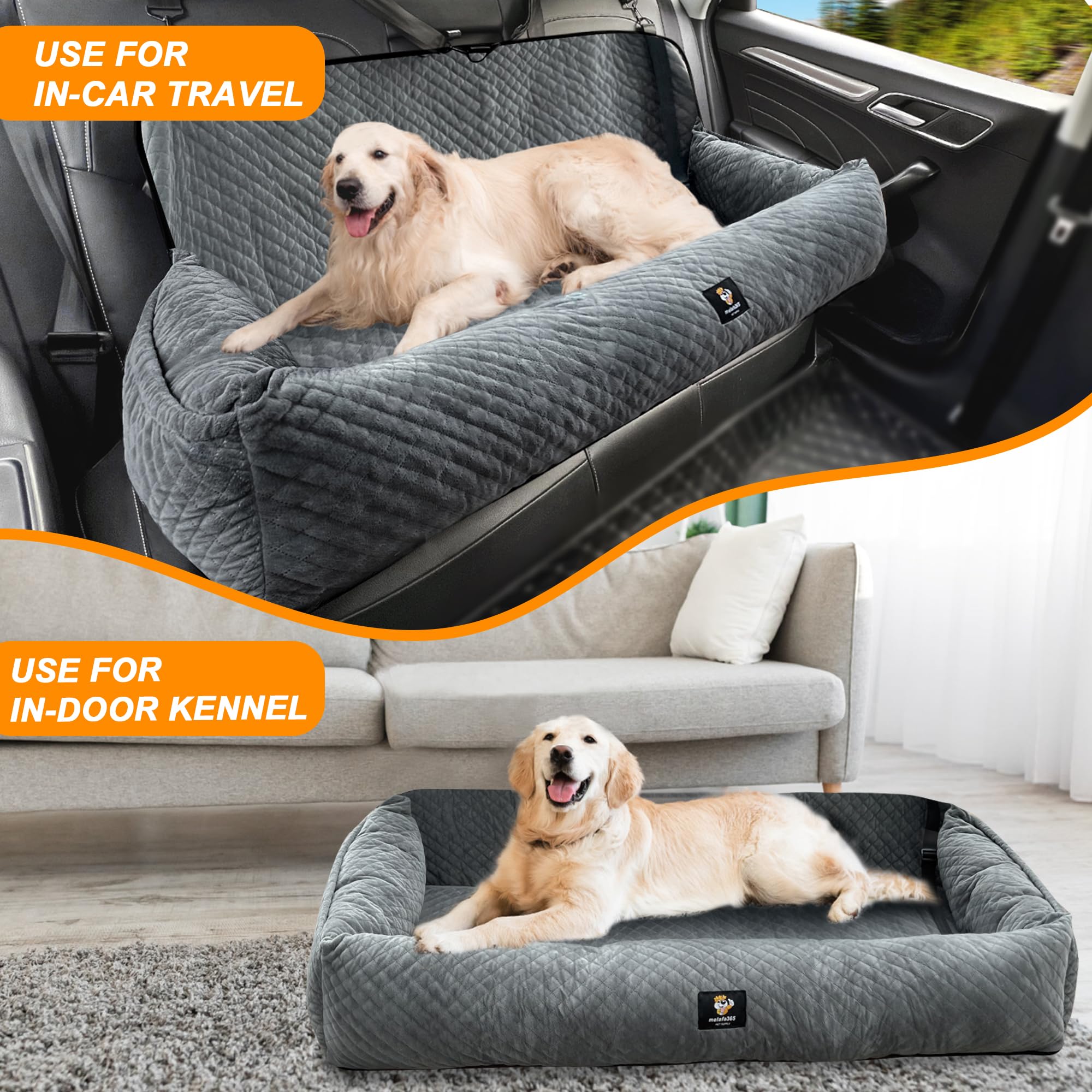 MagicFox dog car seat dimension 45x20 in grey illustrating roominess