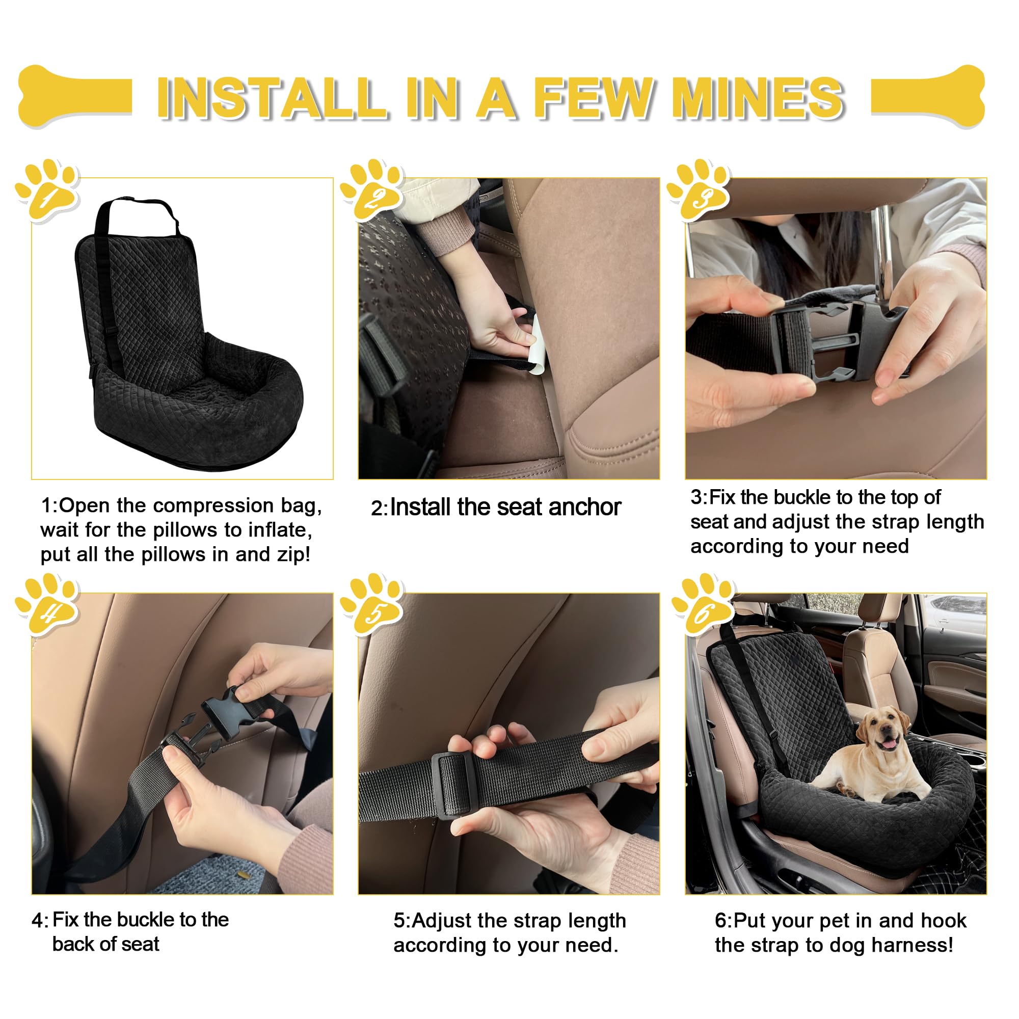 MagicFox dog car seat high-backrest ensures added containment and comfort during trips