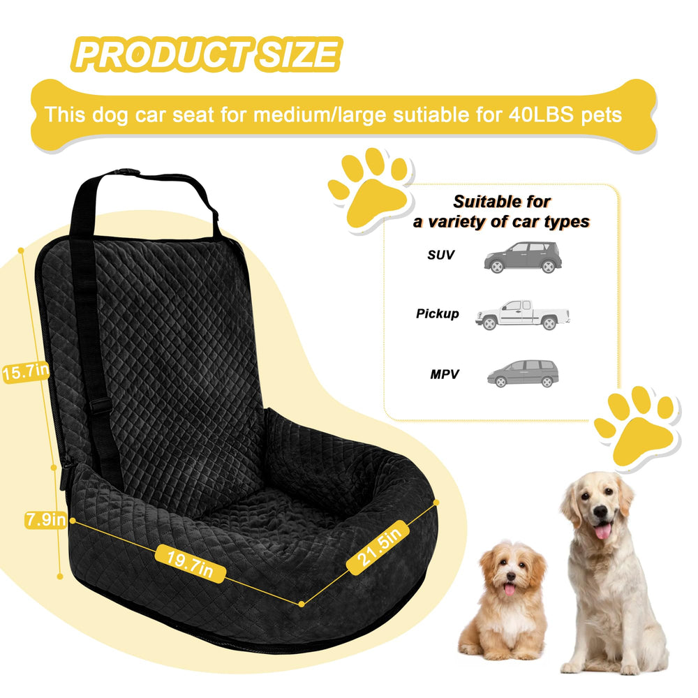 MagicFox dog car seat nylon-secure-straps shows adjustable safety features for stress-free driving