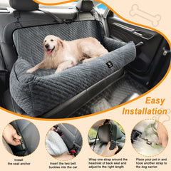 MagicFox dog car seat removable washable in grey for easy cleaning