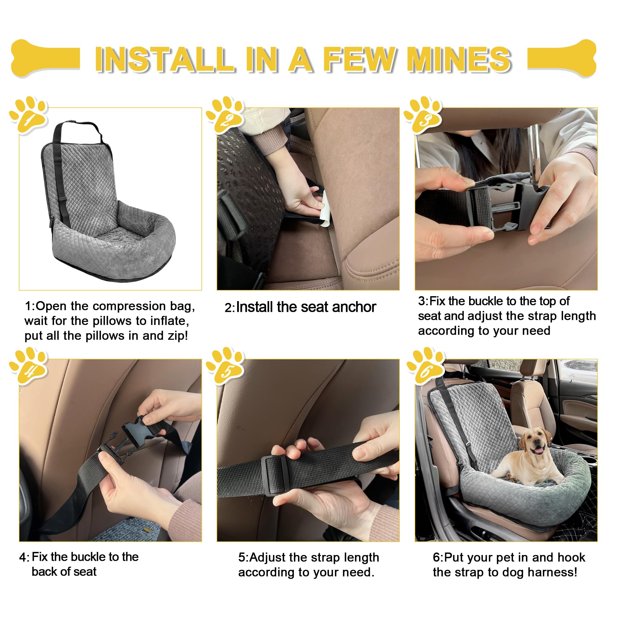 MagicFox grey dog car seat showing compact, versatile travel use.