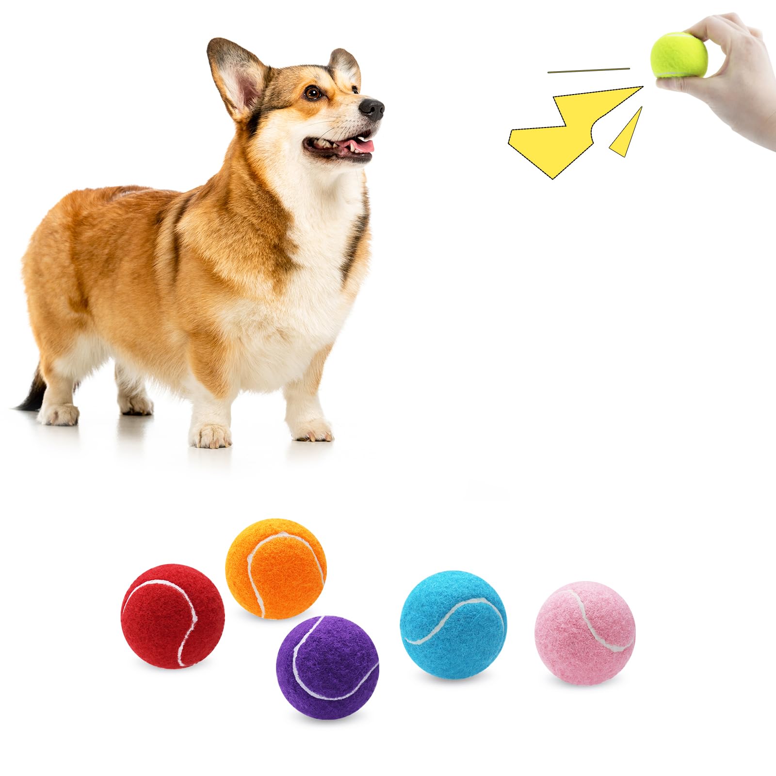 Magicorange 6-pack dog tennis balls in multicolor for vibrant fetch play.