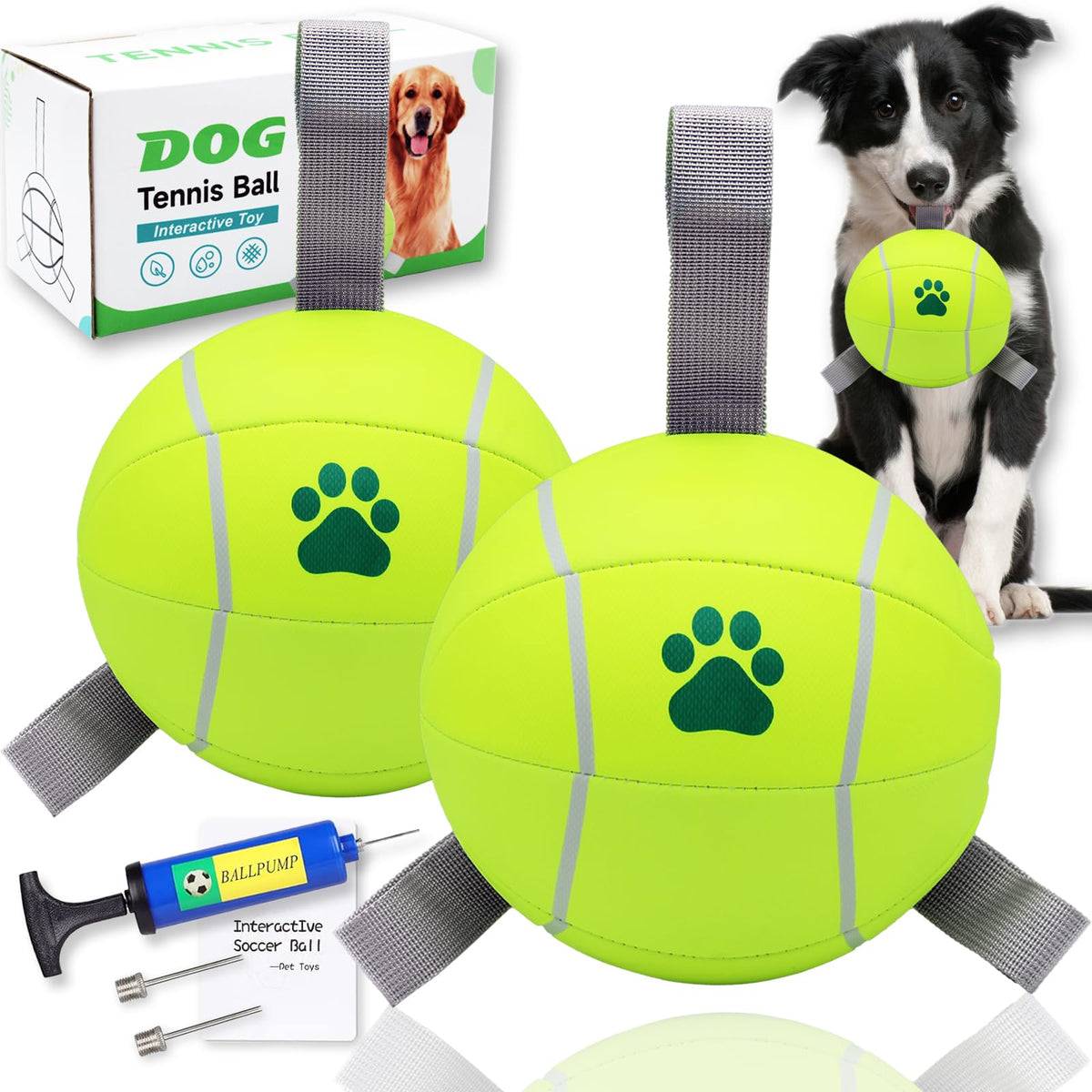 Magicorange dog ball yellow front view showcases durable PU construction for active play.