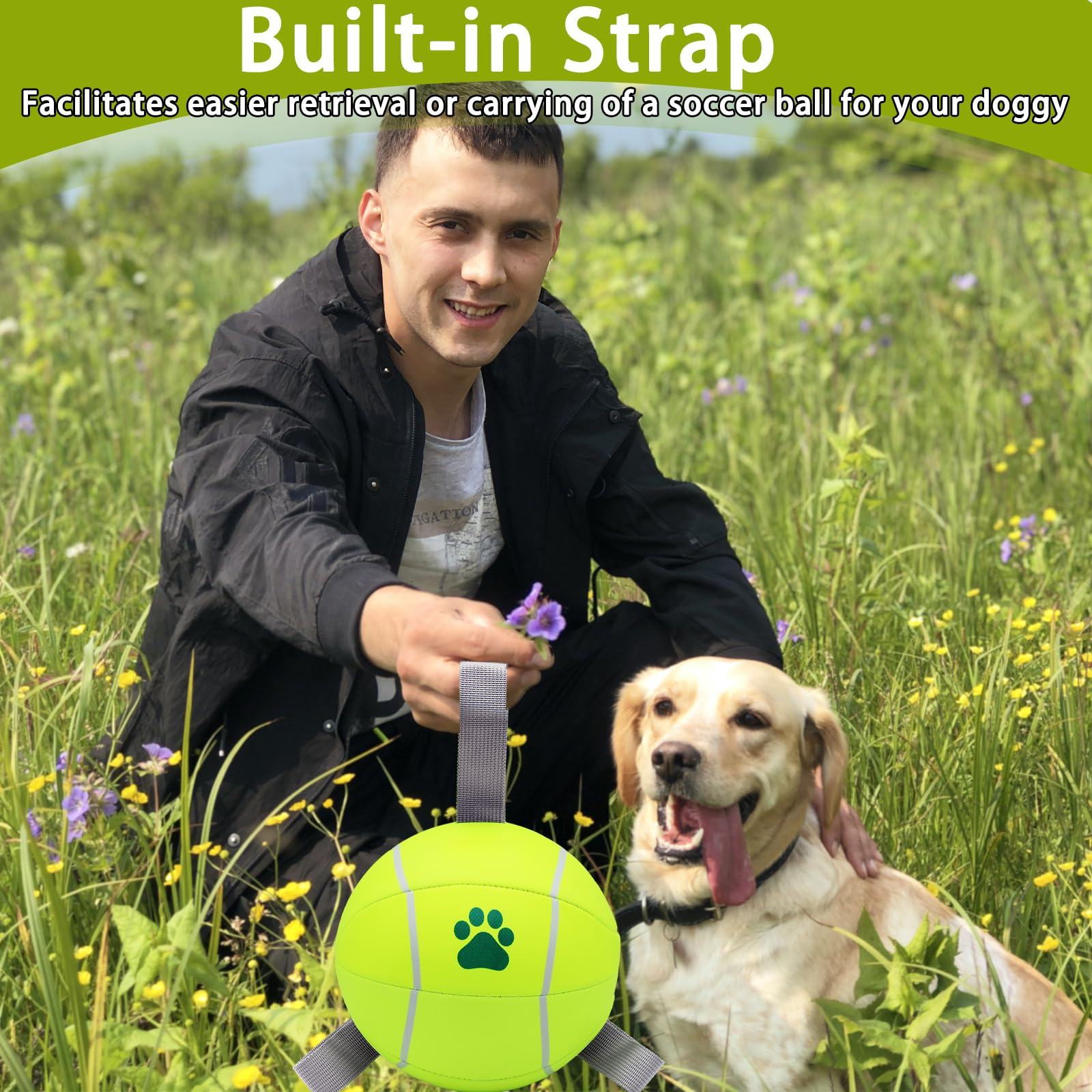 Magicorange dog ball yellow paw-pattern emphasizes trainer-friendly visual cue for training sessions.